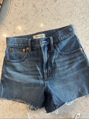 Madewell Medium Blue High-Rise Denim Cutoff Shorts
